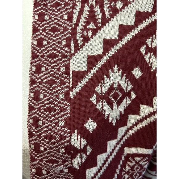 PINK REPUBLIC Burgundy and White Drop-Shoulder Open Cardigan Medium - Picture 2 of 7